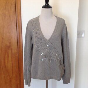 Soft Surroundings Sweater Embroidered Embellished Large